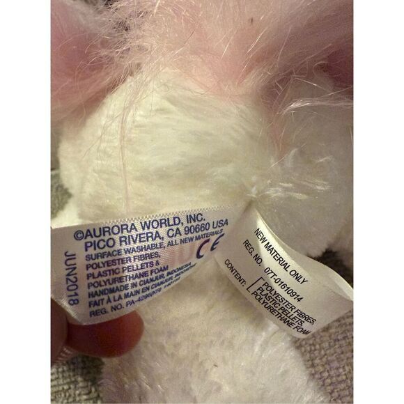 Aurora Unicorn Plush Stuffed Animal Pink White Silver Metallic Feet 10” Long - Picture 8 of 10